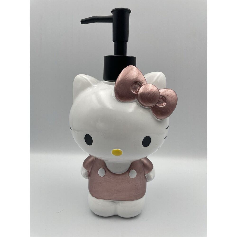 Hello Kitty Head Rose Gold Bow Soap Lotion Dispenser Pump Sanrio 6" NEW